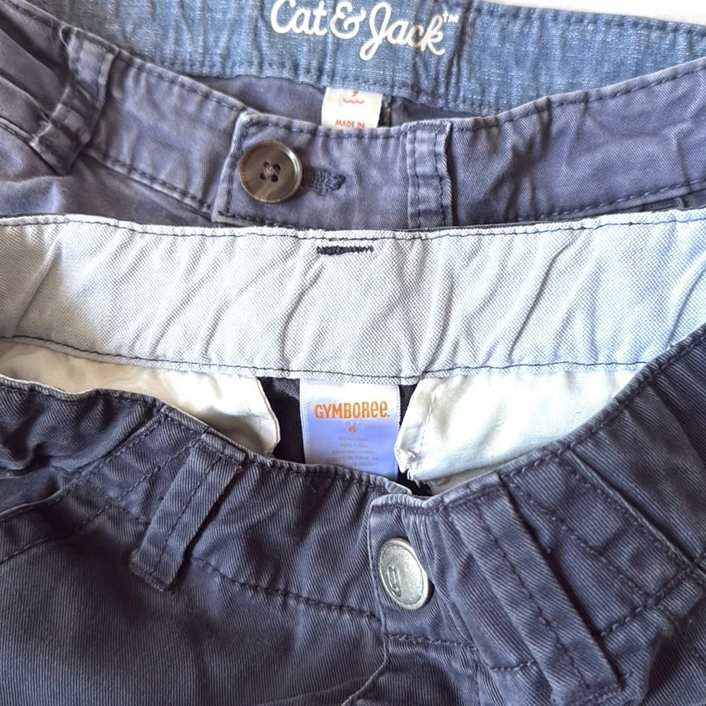 Boys Size 6 7 Kids Gray & Navy Blue Shorts Set of 2 Gymboree Cat & Jack 6/7